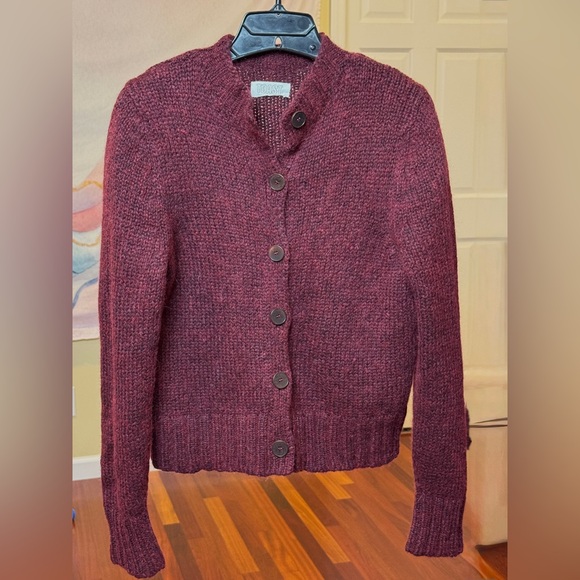 TOAST Burgundy Wool Knit Button-Front Sweater • Cozy Cardigan • Size M - Picture 16 of 16